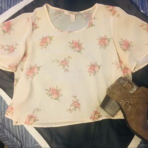 Forever 21 - Cropped sheer pastel/floral top